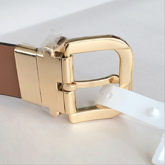 🆕️Michael Kors Twist Reversable Belt Monogram Logo Gold Buckle MED - Picture 8 of 11